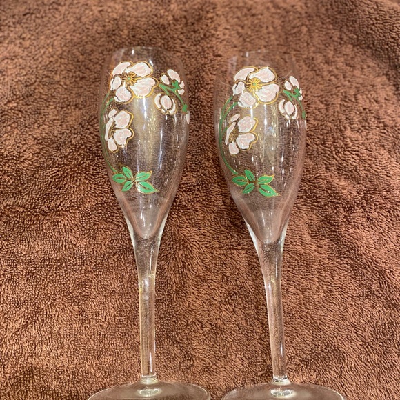 Perrier-Jouet Art Nouveau French Floral Hand Painted Champagne Flutes - Picture 2 of 7